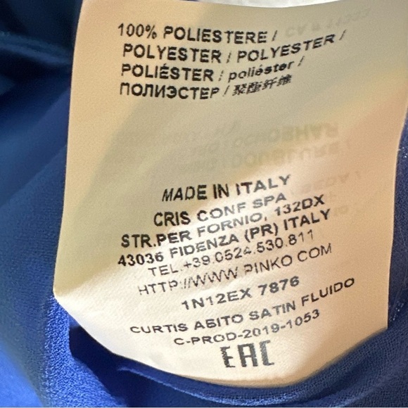NWT Pinko Curtis Abito Ultra Blue Satin Flowy High Low Formal Midi Dress - Picture 11 of 16